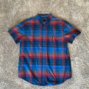 Prana Mens Large short sleeve plaid button shirt